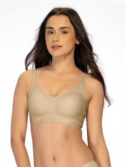 Sonari SM 104 Padded Full Coverage Seamless Wirefree Bra for Women | Nylon Spandex Side Support
