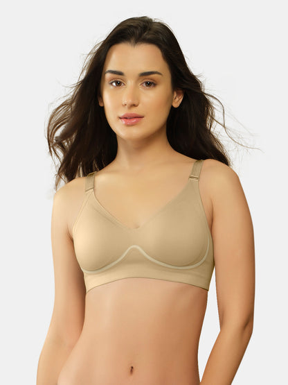 Sonari SM 106 Medium Coverage Padded Seamless Wirefree Bra for Women | Removable Pads Convertible Straps