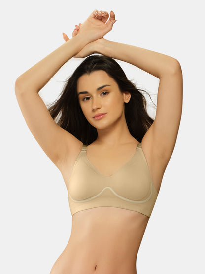 Sonari SM 106 Medium Coverage Padded Seamless Wirefree Bra for Women | Removable Pads Convertible Straps