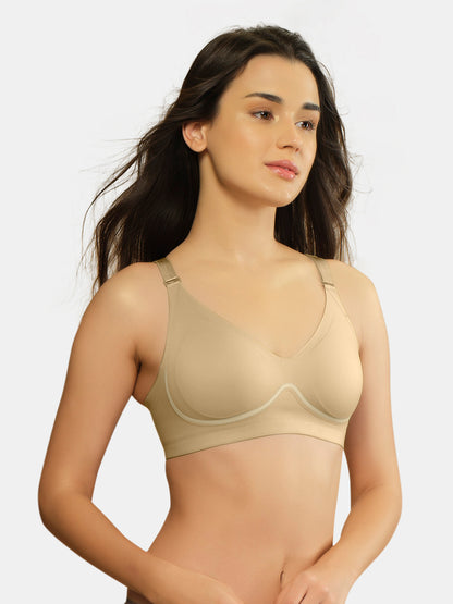 Sonari SM 106 Medium Coverage Padded Seamless Wirefree Bra for Women | Removable Pads Convertible Straps