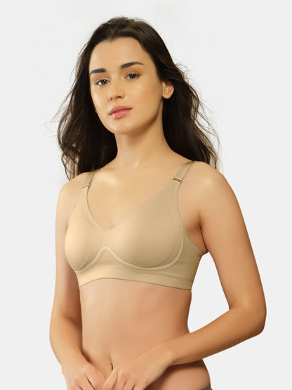 Sonari SM 106 Medium Coverage Padded Seamless Wirefree Bra for Women | Removable Pads Convertible Straps