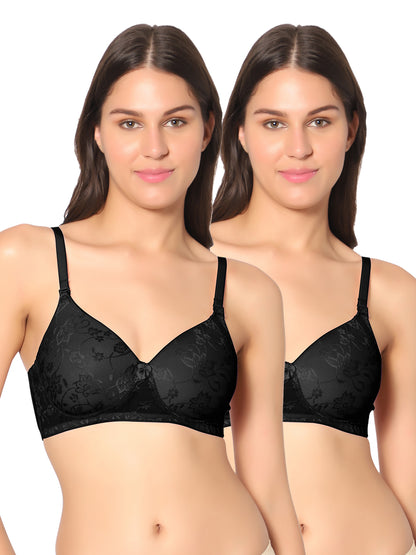 Padded Wirefree Nylon-Spandex Medium-Coverage Everyday Bra with Detachable Straps – Soda