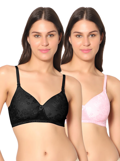 Padded Wirefree Nylon-Spandex Medium-Coverage Everyday Bra with Detachable Straps – Soda