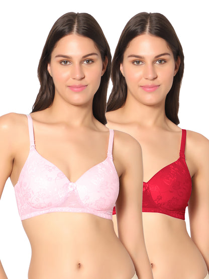 Padded Wirefree Nylon-Spandex Medium-Coverage Everyday Bra with Detachable Straps – Soda