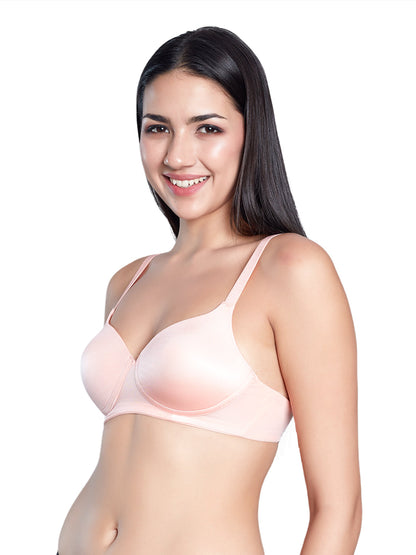 Lightly Padded Wirefree Nylon Elastane Medium Coverage T Shirt Bra with Adjustable Straps – Soha