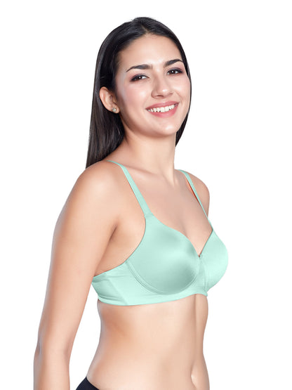 Lightly Padded Wirefree Nylon Elastane Medium Coverage T Shirt Bra with Adjustable Straps – Soha
