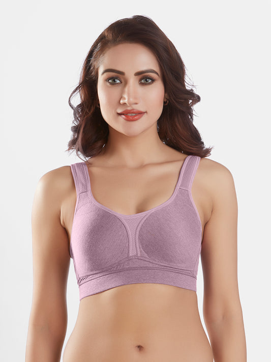 Moulded Wirefree Cotton Polyester Full-Coverage Sports Bra with Adjustable Straps – Supremo
