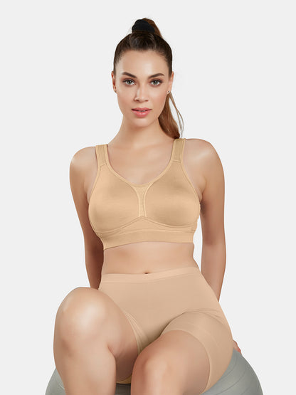 Moulded Wirefree Cotton Polyester Full Coverage Sports Bra with Adjustable Straps – SUPREMO