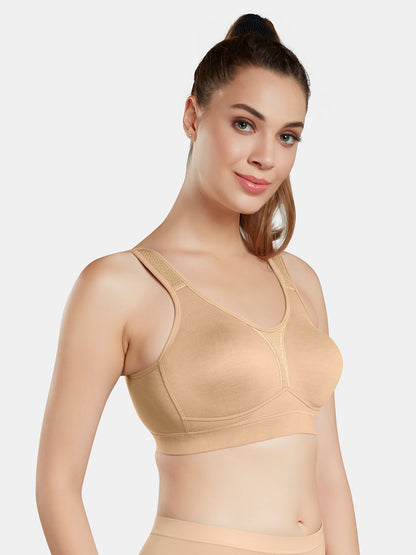 Moulded Wirefree Cotton Polyester Full Coverage Sports Bra with Adjustable Straps – SUPREMO