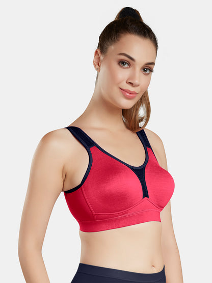 Moulded Wirefree Cotton Polyester Full Coverage Sports Bra with Adjustable Straps – SUPREMO