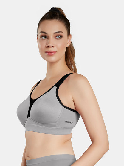 Moulded Wirefree Cotton Polyester Full Coverage Sports Bra with Adjustable Straps – SUPREMO