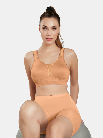 Moulded Wirefree Cotton Polyester Full Coverage Sports Bra with Adjustable Straps – SUPREMO