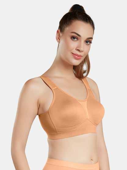 Moulded Wirefree Cotton Polyester Full Coverage Sports Bra with Adjustable Straps – SUPREMO