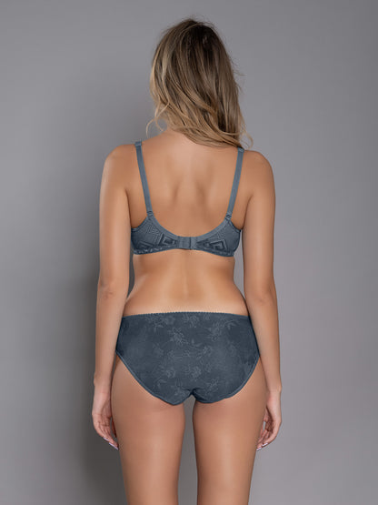 Romantic Jacquard Bridal Lingerie Set | Medium Coverage  Wire Free Bra with Low Rise Net Panty - Susi