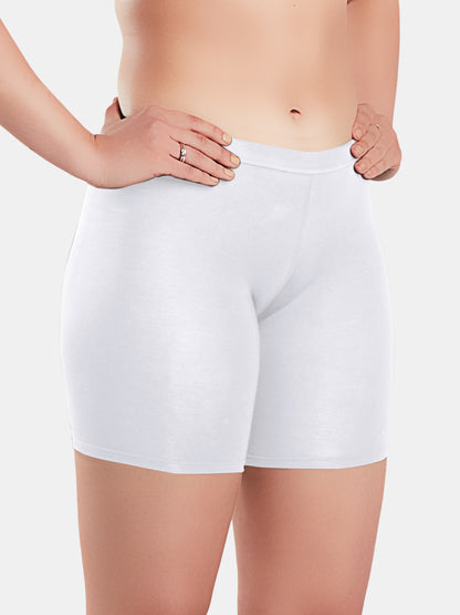 Sonari-Modal-Spandex-Stretchable-Womens-Cycling-Shorts-Comfort-White-Front