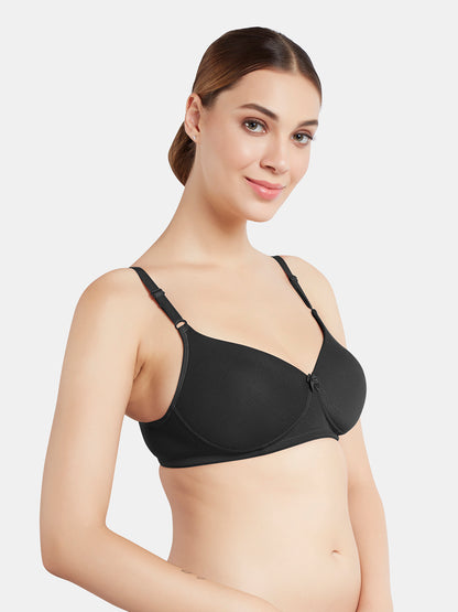 Padded Wirefree Medium Coverage Polyester T-Shirt Bra with Adjustable Straps and U-Back – T3