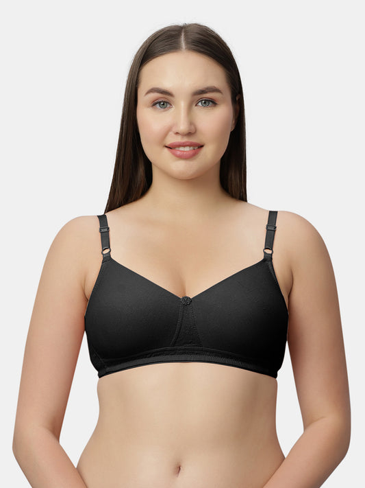 Thickly Padded Patterned Cotton T Shirt Bra | Medium Coverage Seamless Cups Wire Free Adjustable Straps - SMT017