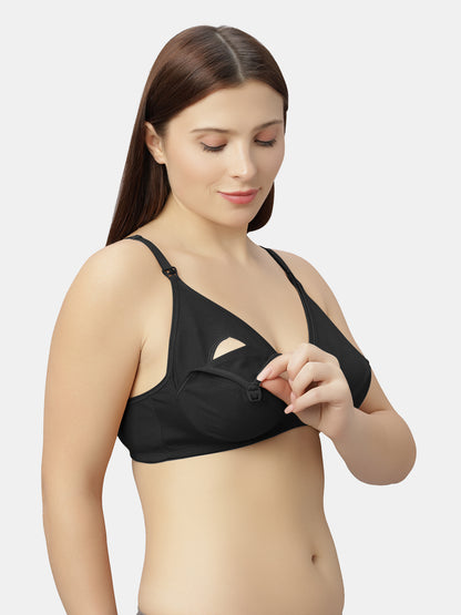 Non-Padded Non-Wired Nursing Maternity Bra with Adjustable Straps and Medium Coverage - Tinycare
