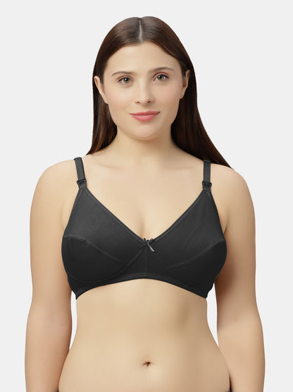 Non-Padded Non-Wired Nursing Maternity Bra with Adjustable Straps and Medium Coverage - Tinycare