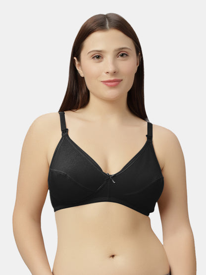 Non-Padded Non-Wired Nursing Maternity Bra with Adjustable Straps and Medium Coverage - Tinycare