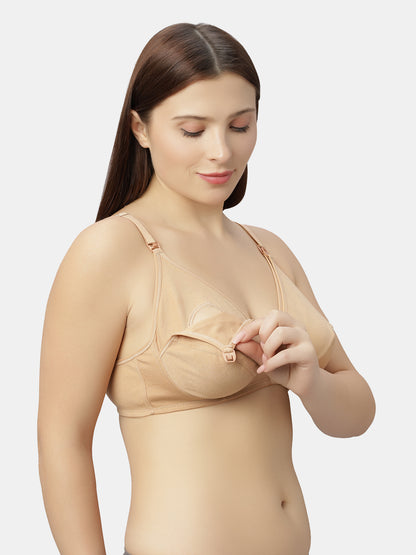 Non-Padded Non-Wired Nursing Maternity Bra with Adjustable Straps and Medium Coverage - Tinycare