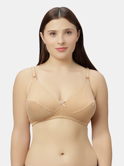 Non-Padded Non-Wired Nursing Maternity Bra with Adjustable Straps and Medium Coverage - Tinycare