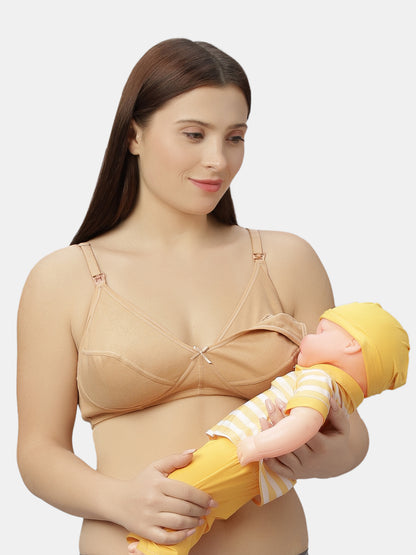 Non-Padded Non-Wired Nursing Maternity Bra with Adjustable Straps and Medium Coverage - Tinycare