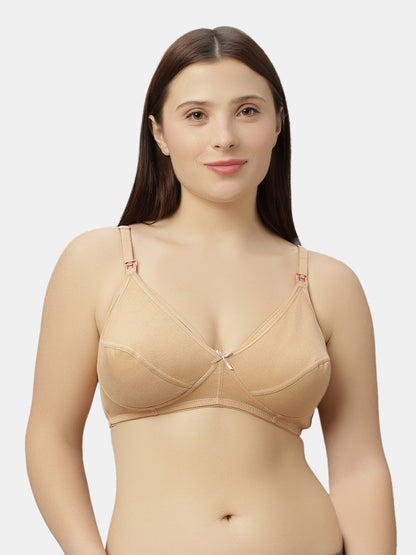 Non-Padded Non-Wired Nursing Maternity Bra with Adjustable Straps and Medium Coverage - Tinycare