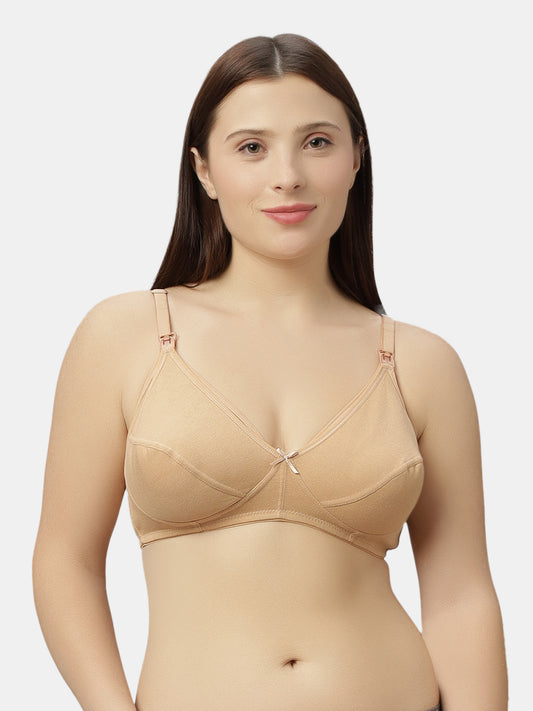 Non-Padded Non-Wired Nursing Maternity Bra with Adjustable Straps and Medium Coverage - Tinycare