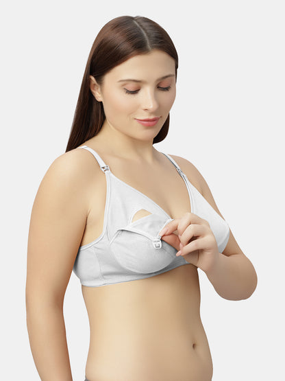 Non-Padded Non-Wired Nursing Maternity Bra with Adjustable Straps and Medium Coverage - Tinycare