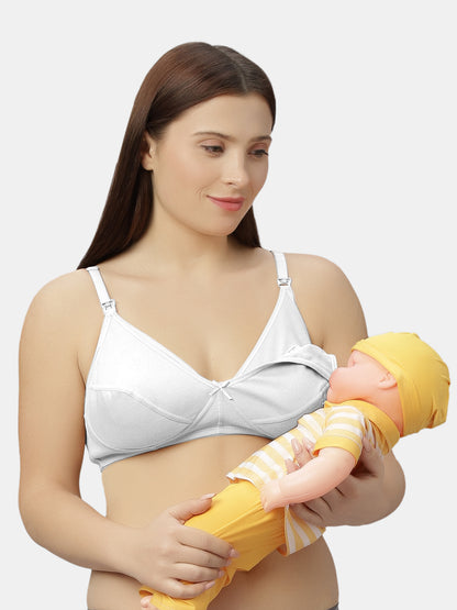 Non-Padded Non-Wired Nursing Maternity Bra with Adjustable Straps and Medium Coverage - Tinycare