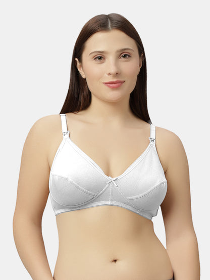 Non-Padded Non-Wired Nursing Maternity Bra with Adjustable Straps and Medium Coverage - Tinycare