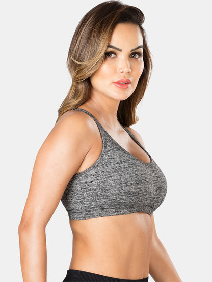 Padded Wirefree Nylon Blend Full Coverage Sports Bra with Removable Pads and Hook Closure – TRACKER