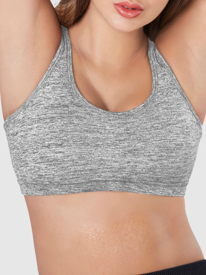 Padded Wirefree Nylon Blend Full Coverage Sports Bra with Removable Pads and Hook Closure – TRACKER