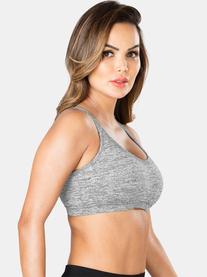 Padded Wirefree Nylon Blend Full Coverage Sports Bra with Removable Pads and Hook Closure – TRACKER