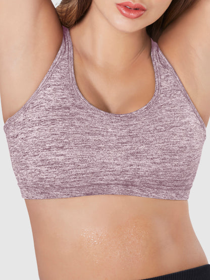 Padded Wirefree Nylon Blend Full Coverage Sports Bra with Removable Pads and Hook Closure – TRACKER