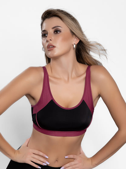 Lightly Padded Wirefree Nylon Spandex Full Coverage Sports Bra with Adjustable Straps – Veda