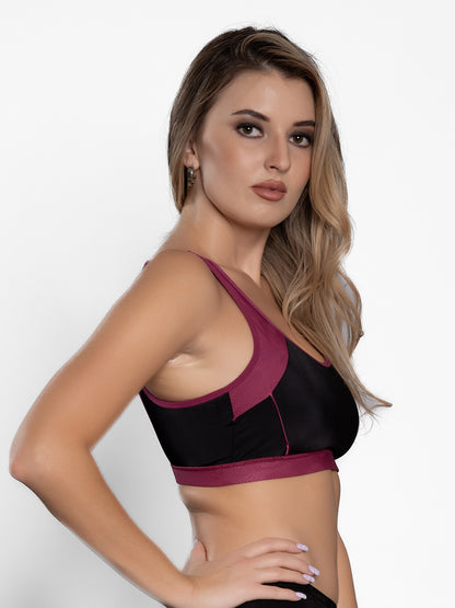 Lightly Padded Wirefree Nylon Spandex Full Coverage Sports Bra with Adjustable Straps – Veda