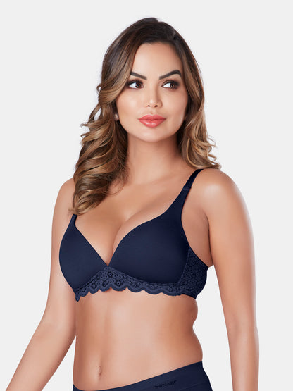 Wire-Free Lightly Padded Bra with Plunge Neck, Medium Coverage, and Adjustable Straps in Lenzing Modal - Victoria