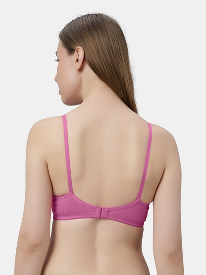 Non-Padded Wirefree Cotton-Polyester Medium Coverage Everyday Bra with Adjustable Straps – VIOLET