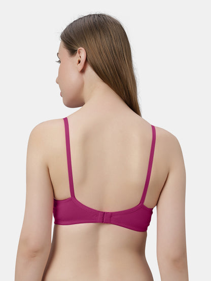 Non-Padded Wirefree Cotton-Polyester Medium Coverage Everyday Bra with Adjustable Straps – VIOLET
