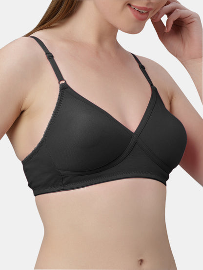 Non-Padded Wirefree Cotton-Polyester Medium Coverage Everyday Bra with Adjustable Straps – VIOLET