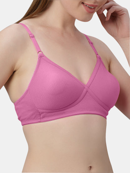 Non-Padded Wirefree Cotton-Polyester Medium Coverage Everyday Bra with Adjustable Straps – VIOLET