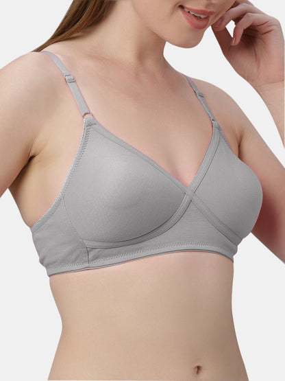Non-Padded Wirefree Cotton-Polyester Medium Coverage Everyday Bra with Adjustable Straps – VIOLET