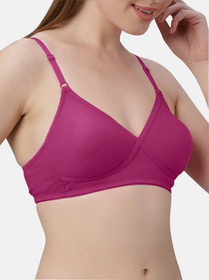 Non-Padded Wirefree Cotton-Polyester Medium Coverage Everyday Bra with Adjustable Straps – VIOLET