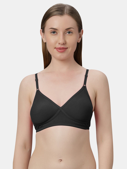 Non-Padded Wirefree Cotton-Polyester Medium Coverage Everyday Bra with Adjustable Straps – VIOLET
