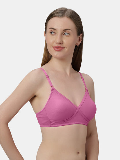 Non-Padded Wirefree Cotton-Polyester Medium Coverage Everyday Bra with Adjustable Straps – VIOLET