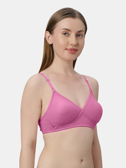 Non-Padded Wirefree Cotton-Polyester Medium Coverage Everyday Bra with Adjustable Straps – VIOLET
