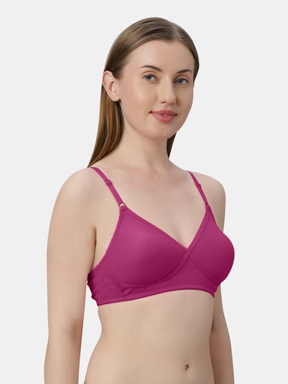 Non-Padded Wirefree Cotton-Polyester Medium Coverage Everyday Bra with Adjustable Straps – VIOLET