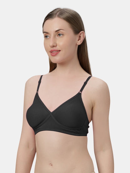 Non-Padded Wirefree Cotton-Polyester Medium Coverage Everyday Bra with Adjustable Straps – VIOLET